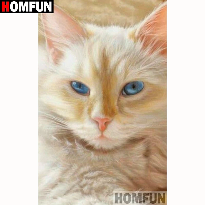Алмазная 5D Вышивка HOMFUN A18165 картина Кот с квадратными/круглыми стразами вышивка
