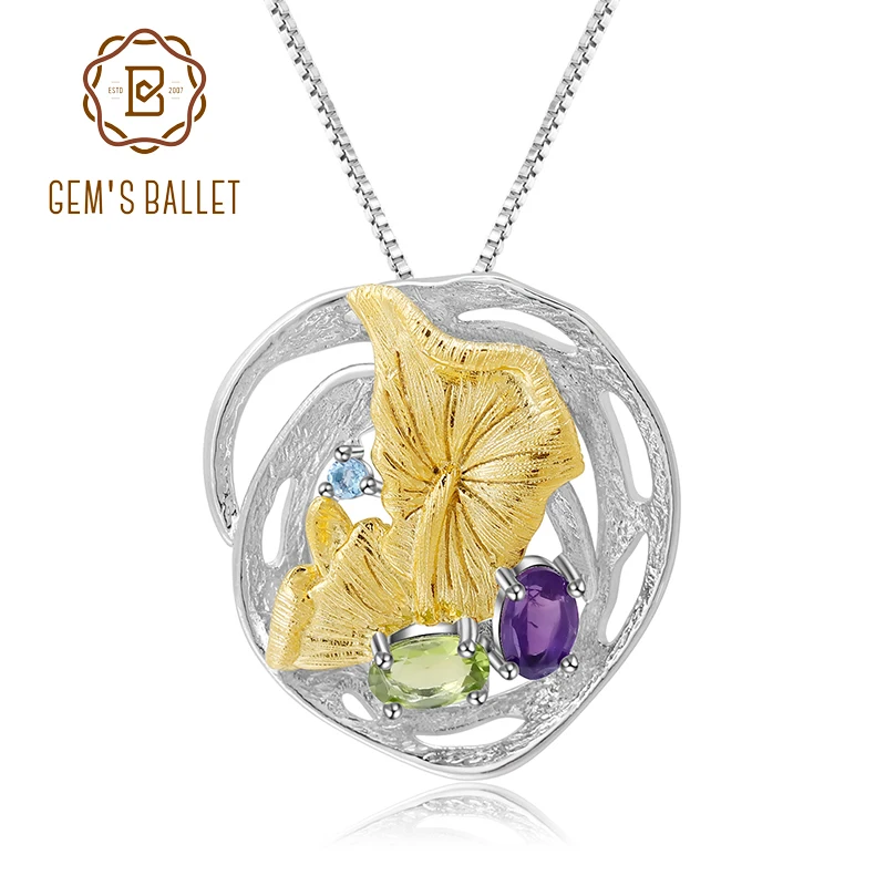 Ожерелье GEM'S BALLET из стерлингового серебра 925 пробы подвеска ручной работы