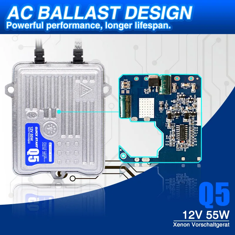 Q5 2pcs 55W Быстрый старт HID тонкий балласт Замена для ксеноновый головной светильник