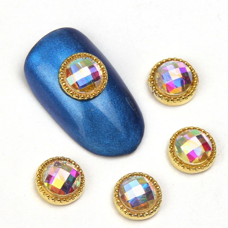 Elessical 10 шт./лот Лидер продаж Золотой мяч 3d ногтей Шарм голографическая Стразы для