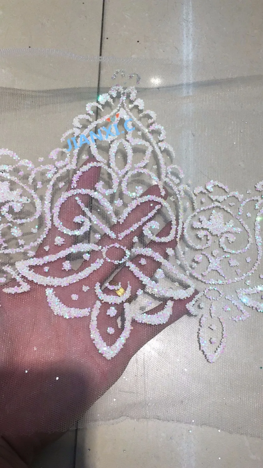 Новейший стиль 10y французская чистая кружевная ткань с клееным блеском David-110117