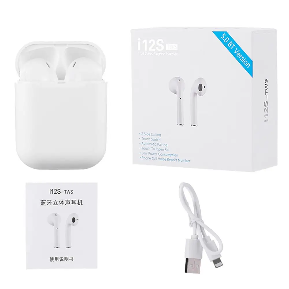 I12S наушников TWS Bluetooth V5.0 сенсорный наушники кран Управление стерео звук вкладыши