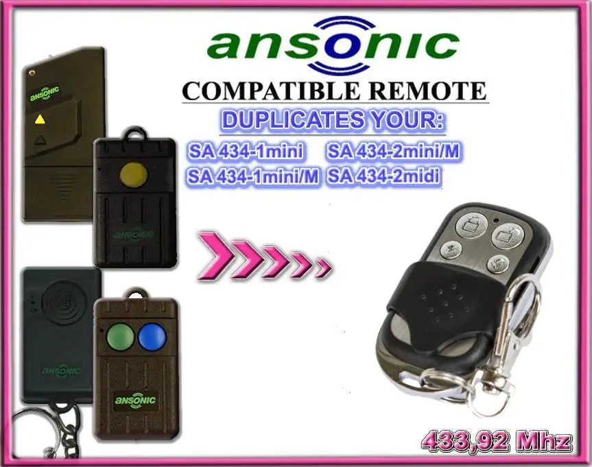 Сменный Дубликатор ANSONIC SA 434 1Mini 433 92 2Midi с пультом дистанционного управления