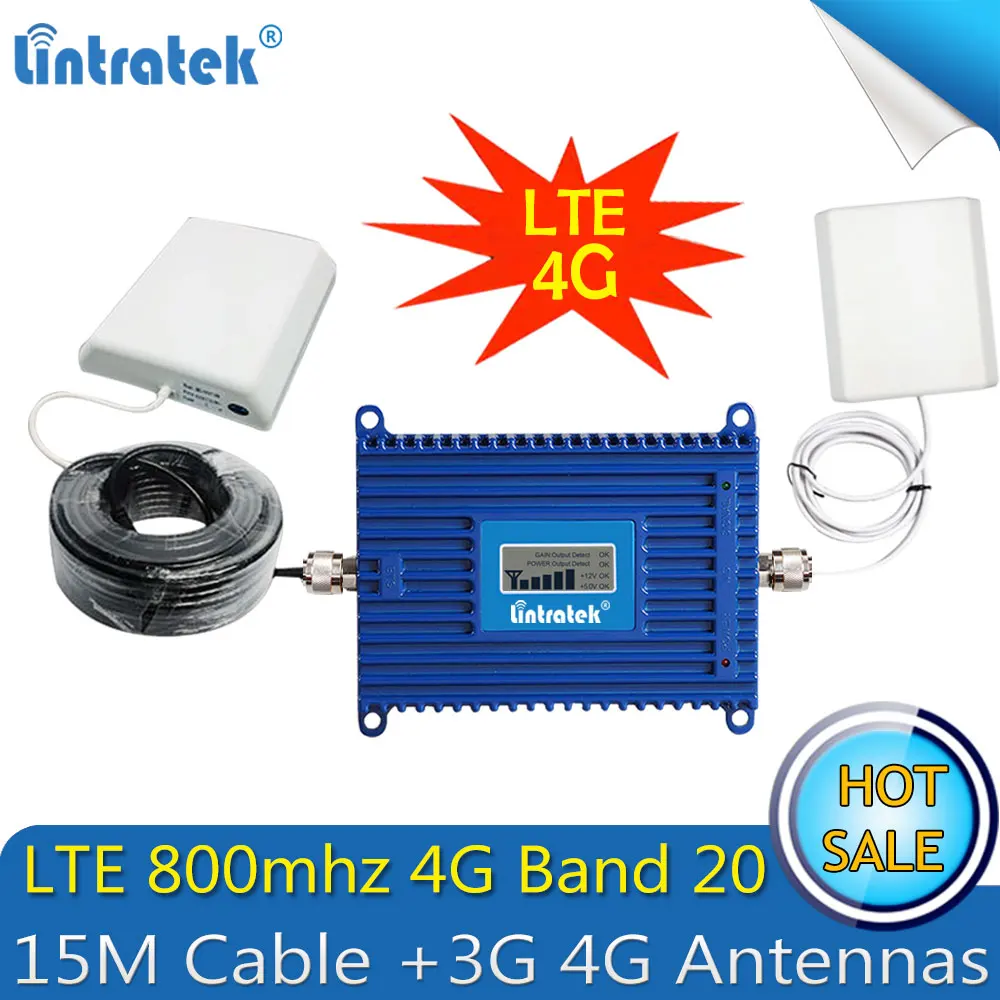 Усилитель сигнала Lintratek 4G Repetidor LTE 800 МГц (Band 20) 70 дБ ретранслятор сотового