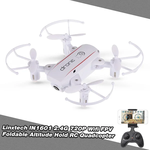 720P-white Linxtech IN1601 мини Радиоуправляемый Дрон с Камера Wi-Fi FPV Складная Высота держать Квадрокоптер 480 P 720 P дистанционного Управление вертолет игрушки - Цвет: 720P-white
