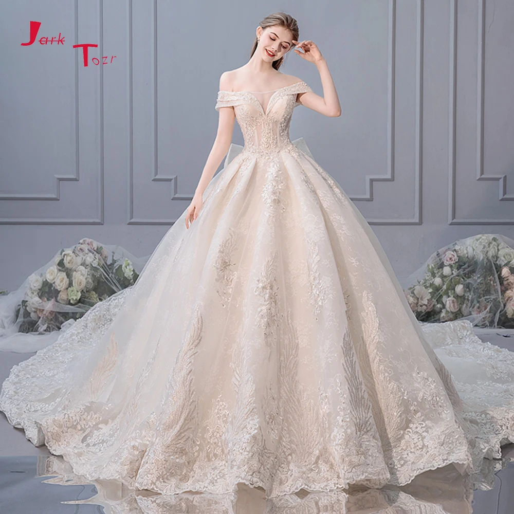 Vestido de Noiva роскошное бальное платье с вырезом лодочкой свадебные платья