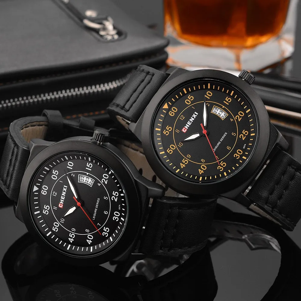 Часы CHENXI мужские кварцевые водонепроницаемые с кожаным ремешком|natation|natate chenxinatate