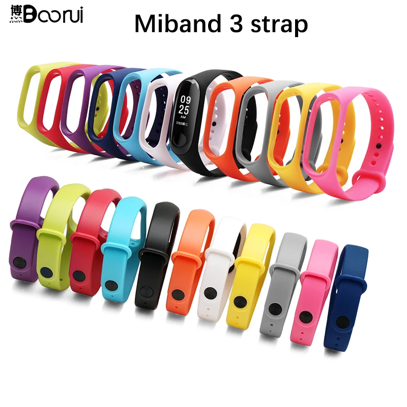 BOORUI Pulsera цветной Miband 3 ремешок correa силиконовый Сменные аксессуары для браслета