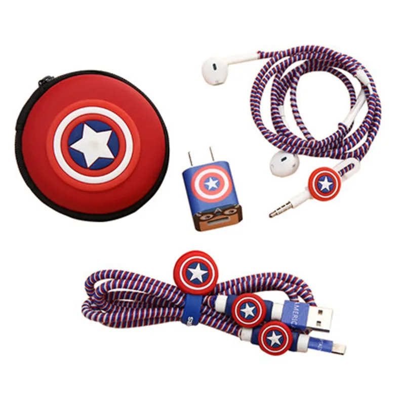 Новинка 2017 милый мультяшный USB кабель набор протекторов для наушников с намоткой