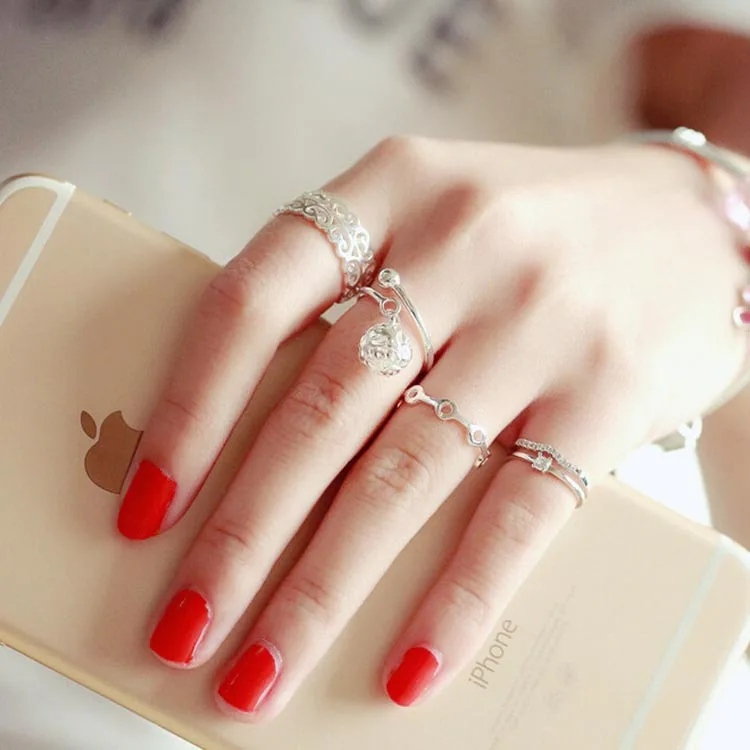 Новые поступления серебряных колец с полым шариком для женщин регулируемые