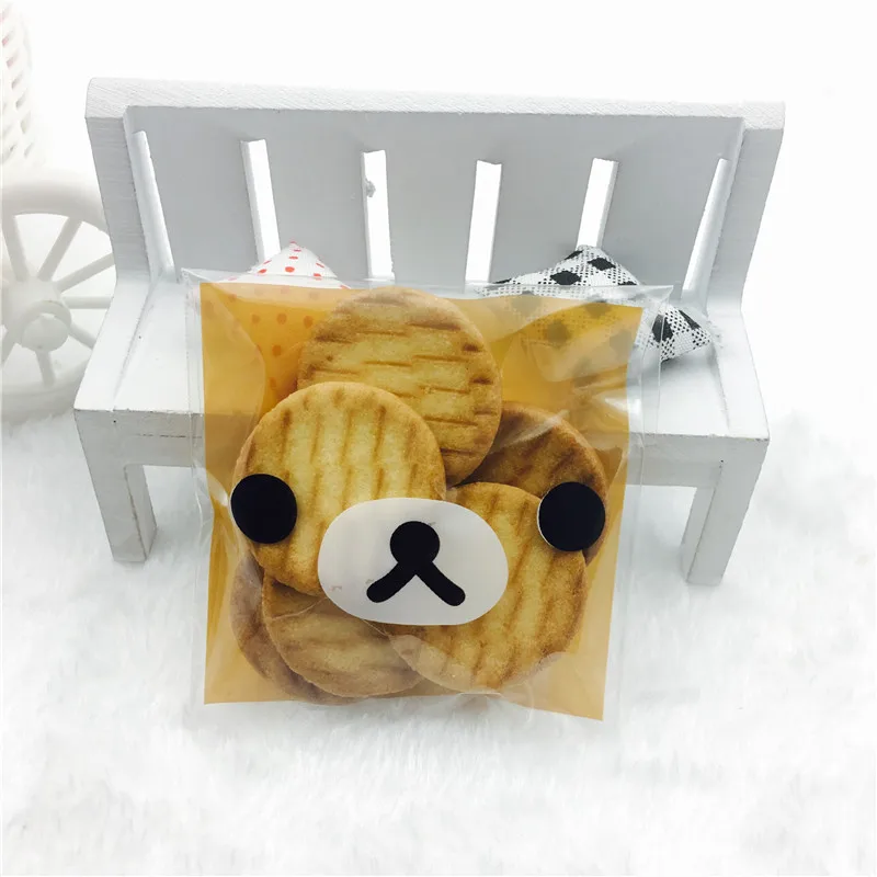 2 размера 100 шт пластиковые пакеты для печенья Мультяшные животные самоклеющиеся