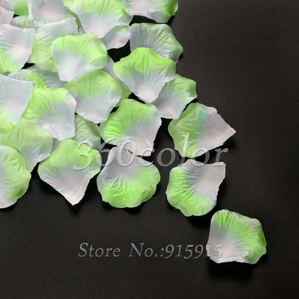 100 шт./лот белые + зеленые шелковые лепестки роз праздничные Свадебные вечерние