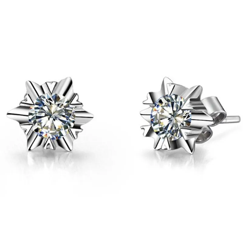 Женские серьги гвоздики из белого золота 750 пробы 1 карат/шт.|stud earrings|jewelry earringsjewelry