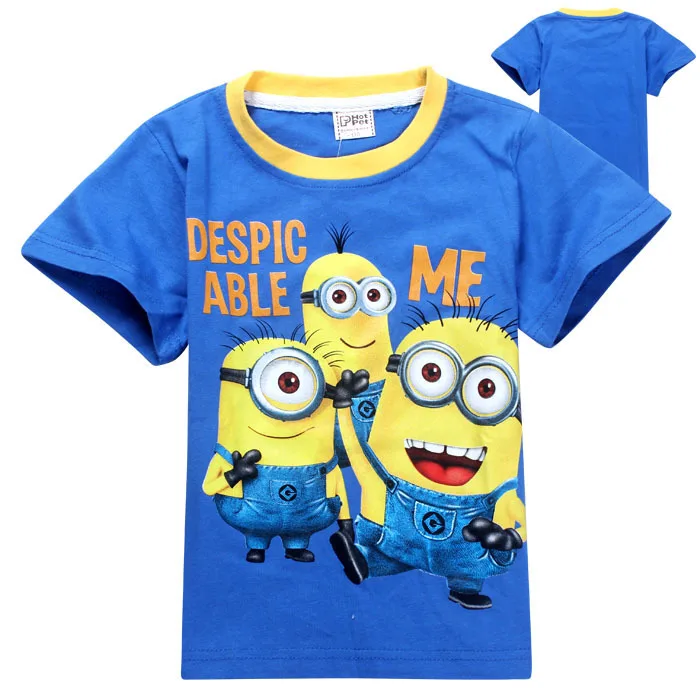 boys girls t-shirt 2014 cartoon anime figure despicable me minions clothes minion costume children's clothing t shirts kids wear | Мать и