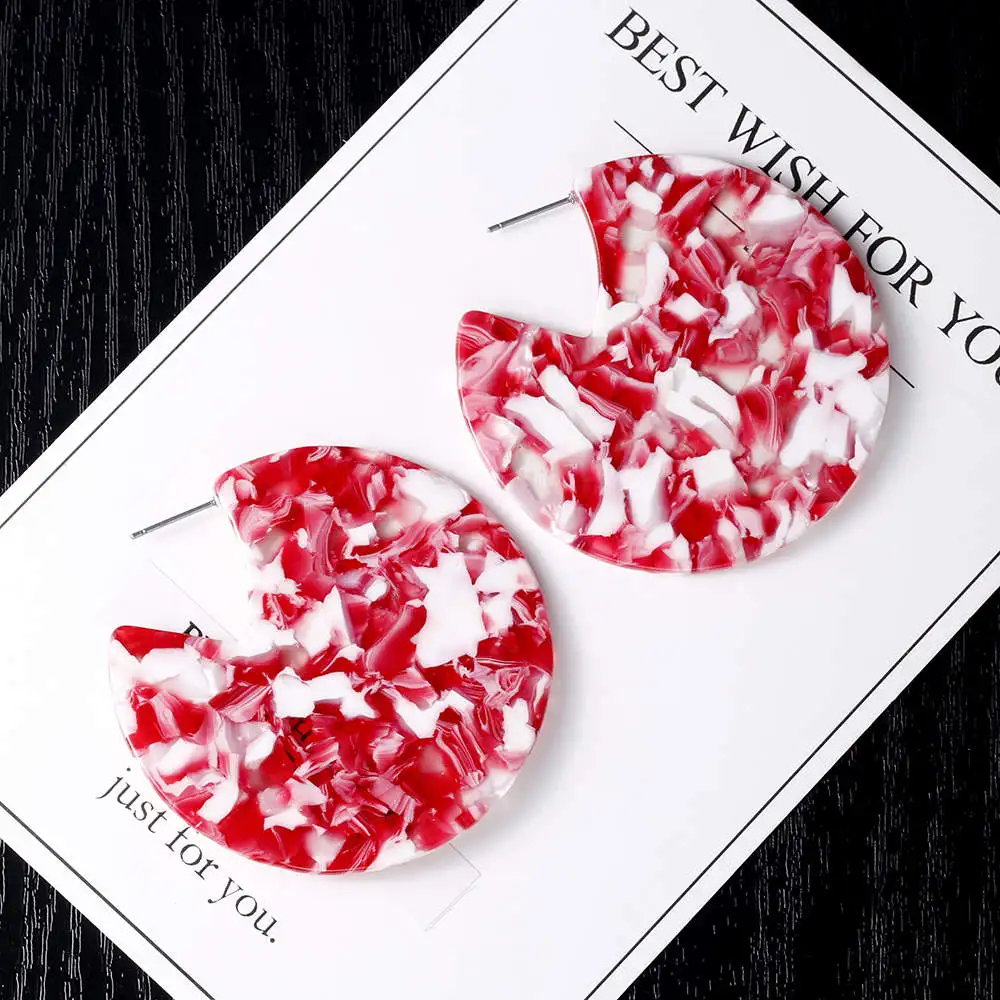 red VIVILADY модные массивные круглые серьги-кольца для женщин карамельный Леопардовый цвет, акриловый уксусная кислота Гипербола черепаха в виде ракушки Ювелирные изделия Подарки - Окраска металла: red