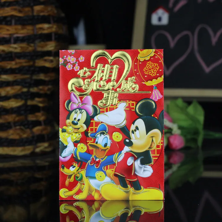 Микки Минни китайский новый год День рождения Свадьба новоселье красный конверт
