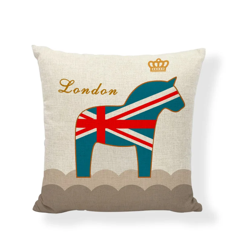 Винтажная лошадь хлопок лен Геометрическая Корона английский флаг 45*45 см