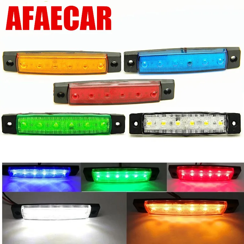 AFAECAR 10 шт. 12 В 24 в 6 светодиодный автомобильный прицеп для грузовика, прицепа, боковые габаритные индикаторы, сигнальная лампа для торможения