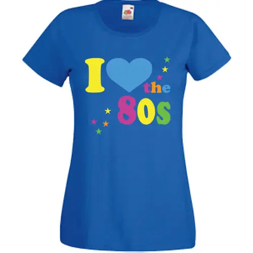 Ladyfit Женская I Love The 80's сексуальная ретро футболка с сердцем нарядное платье