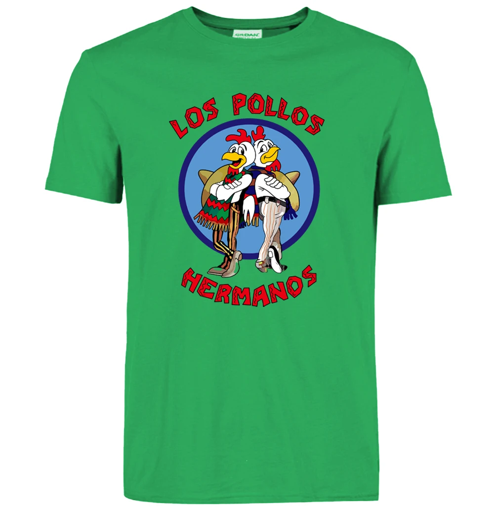 Breaking Bad LOS POLLOS Hermanos, Мужская футболка, забавные курятники, братья, уличная одежда, мужские футболки, топы, брендовая одежда для хипстеров - Цвет: green