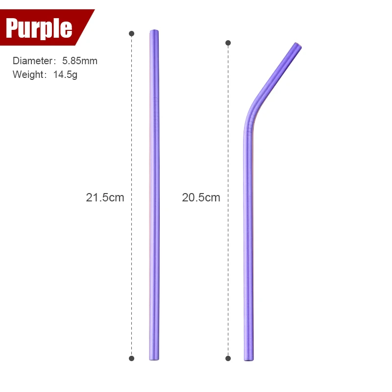purple mix 100 шт./компл. металлическая соломинки многоразовая цветная соломка из нержавеющей стали+ 10 кистей металлический напиток Yerba сок бар аксессуары вечерние - Цвет: purple mix