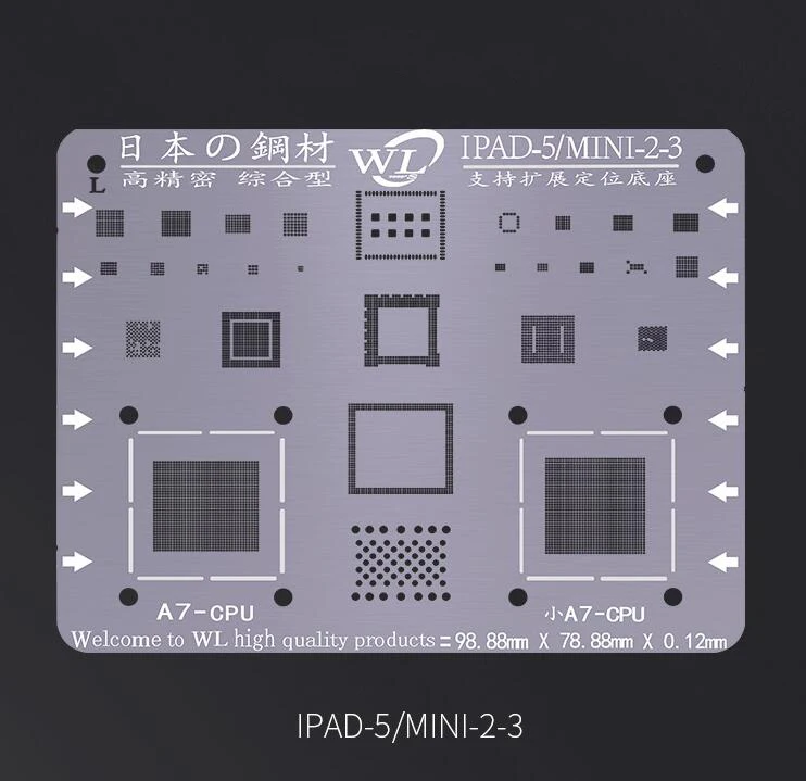 For iPad 5 mini 2 3 Jyrkior для iPhone 6s 7 7 Plus 8 8 Plus X XS MAX XR iPad Air Mini Pro 12,9 завод Оловянная стальная сетка BGA трафареты - Цвет: For iPad 5 mini 2 3