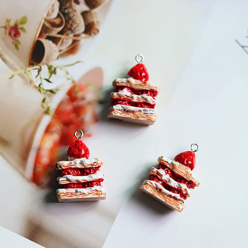 10 шт./лот подвески в форме торта клубники для украшения своими руками Браслеты