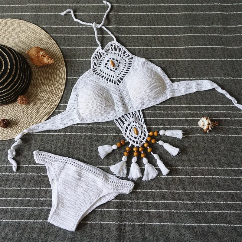 Сексуальный Бразильский бикини вязаный купальник ручной работы женские