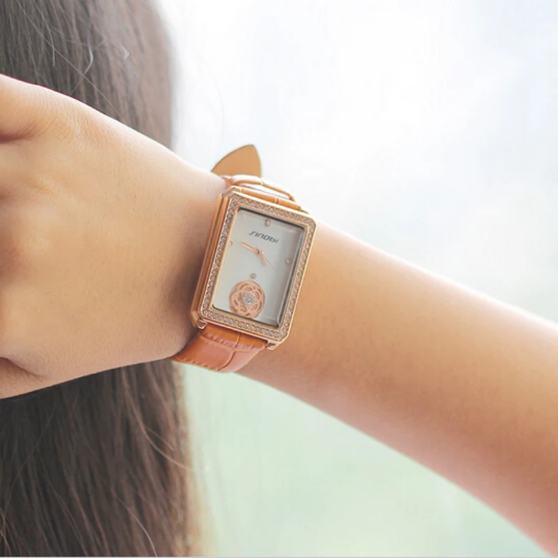 Часы наручные SINOBI женские модные роскошные прямоугольные с бриллиантами |