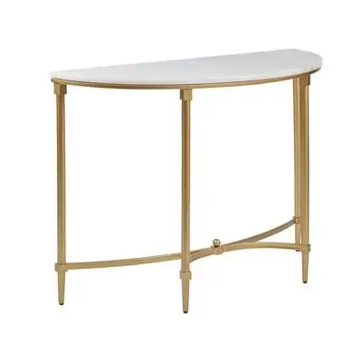 Light luxury Nordic marble entrance hall hall cabinet wrought iron semi-circle porch table aisle decoration against the wall - Цвет: 80x30x85cm 2