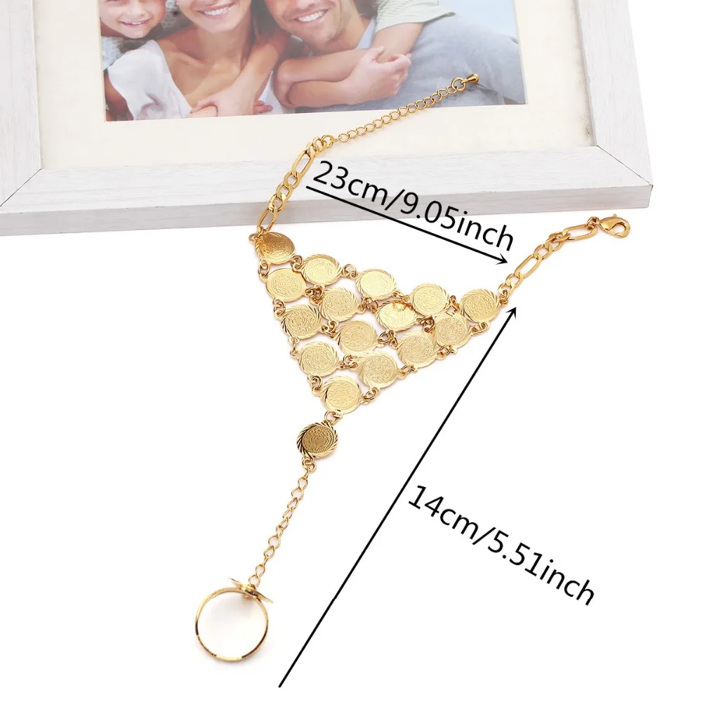 Браслет для монет женщин мусульманский Арабская монета знак денег золотой цвет