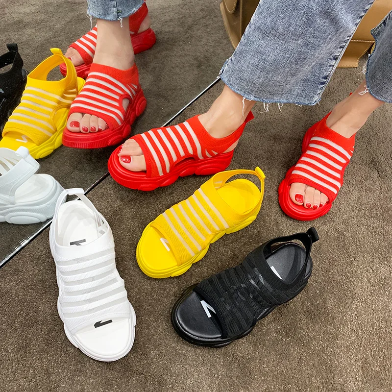 Sandals Elastic Band Comfort Shoes For Women Strappy Heels All-Match Women's Increasing Height Med Muffins shoe Clogs