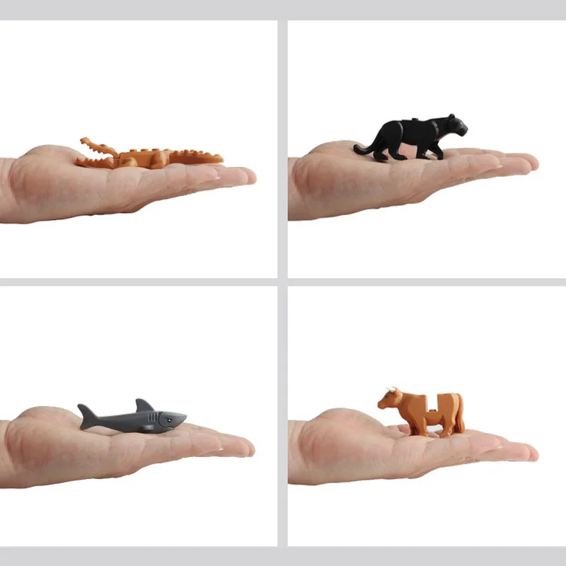 Mini Leopard Crocodile Shark Cow Assemble Building Blocks Accessory Toys for Children Compatible with Animals Sets Bricks | Игрушки и