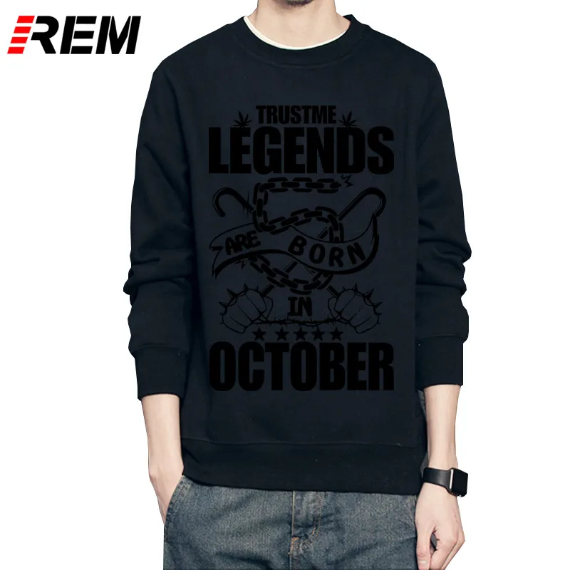 Мужские худи с длинным рукавом REM & надписью Legends Are Born in October мужские рубашки