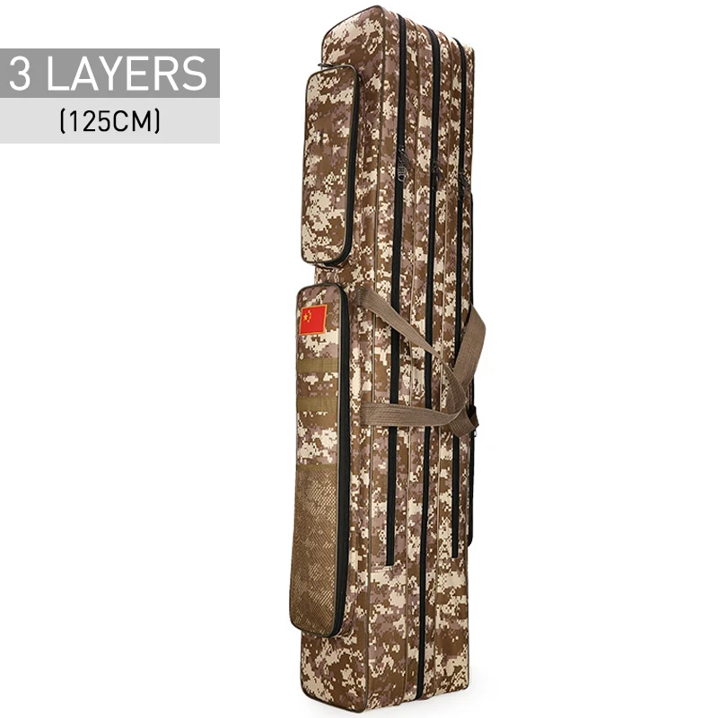 3 Layer 125cm Desert 2/3 слой 80/90/100/110/120/125 см рыбацкая сумка из ткани Оксфорд для рыболовной удочки сумка для рыболовных снастей, сумки для путешествий, сумки для XA86G - Цвет: 3 Layer 125cm Desert