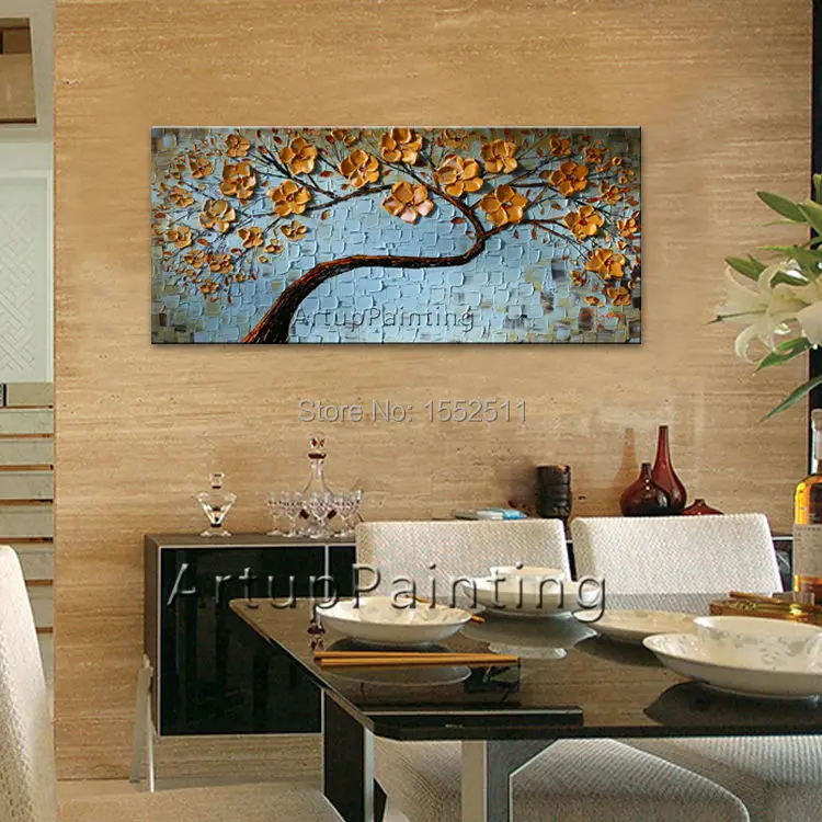 Цветок Ручная роспись стены искусства холст Картина маслом палитры ножи цветок