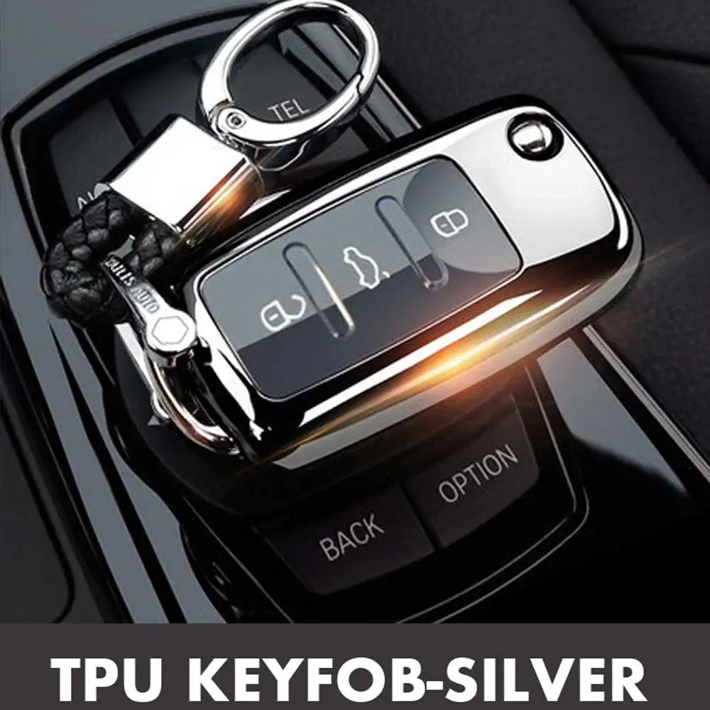 silver Полностью из ТПУ ключи FOB чехол для VW Golf 4 5 6 бора для Golf, Jetta, Polo свеклы Passat для Skoda Octavia A5 Fabia сиденье Ibiza Leon - Название цвета: silver