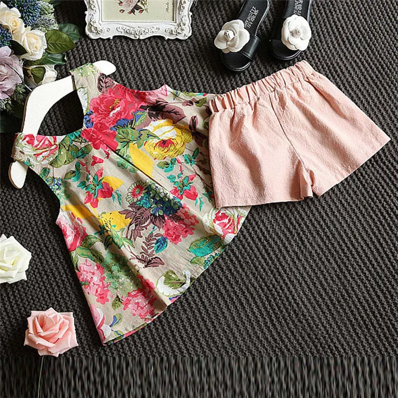 2017 г. подарок Лидер продаж комплект одежды из 2 предметов для маленьких девочек