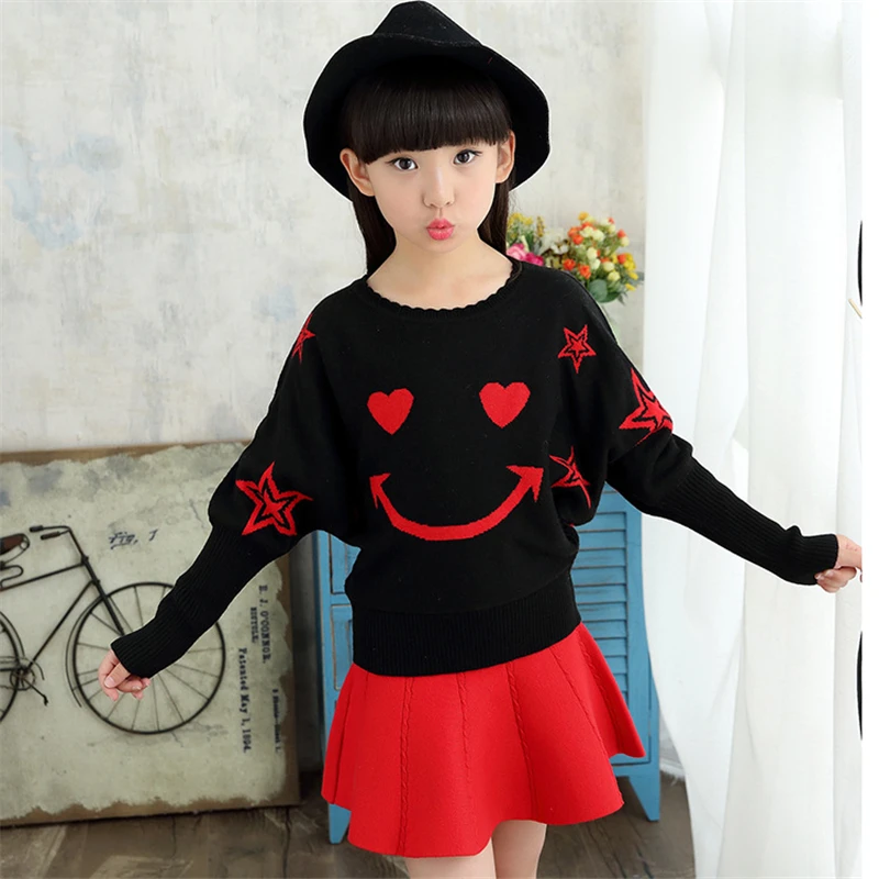 Детский свитер 2019 Зимний новый для девочек хлопковая одежда с круглым вырезом и