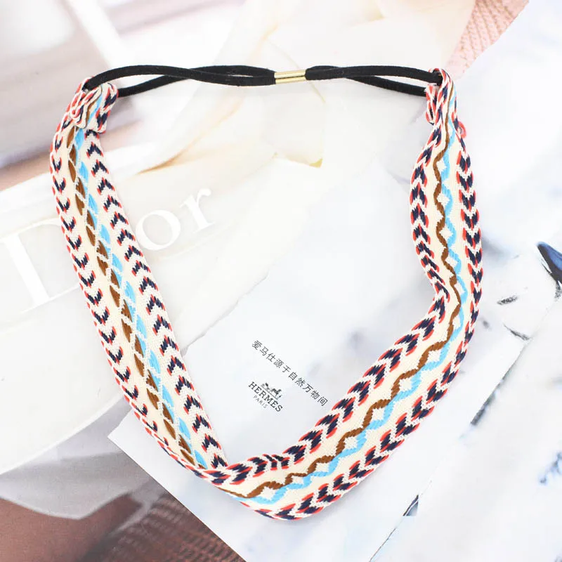 Blue Headbands Лента в этническом стиле Мягкий Любовный головной убор для женщин хорошее качество Эластичный Нескользящий йога пляж аксессуары для волос - Цвет: Blue Headbands