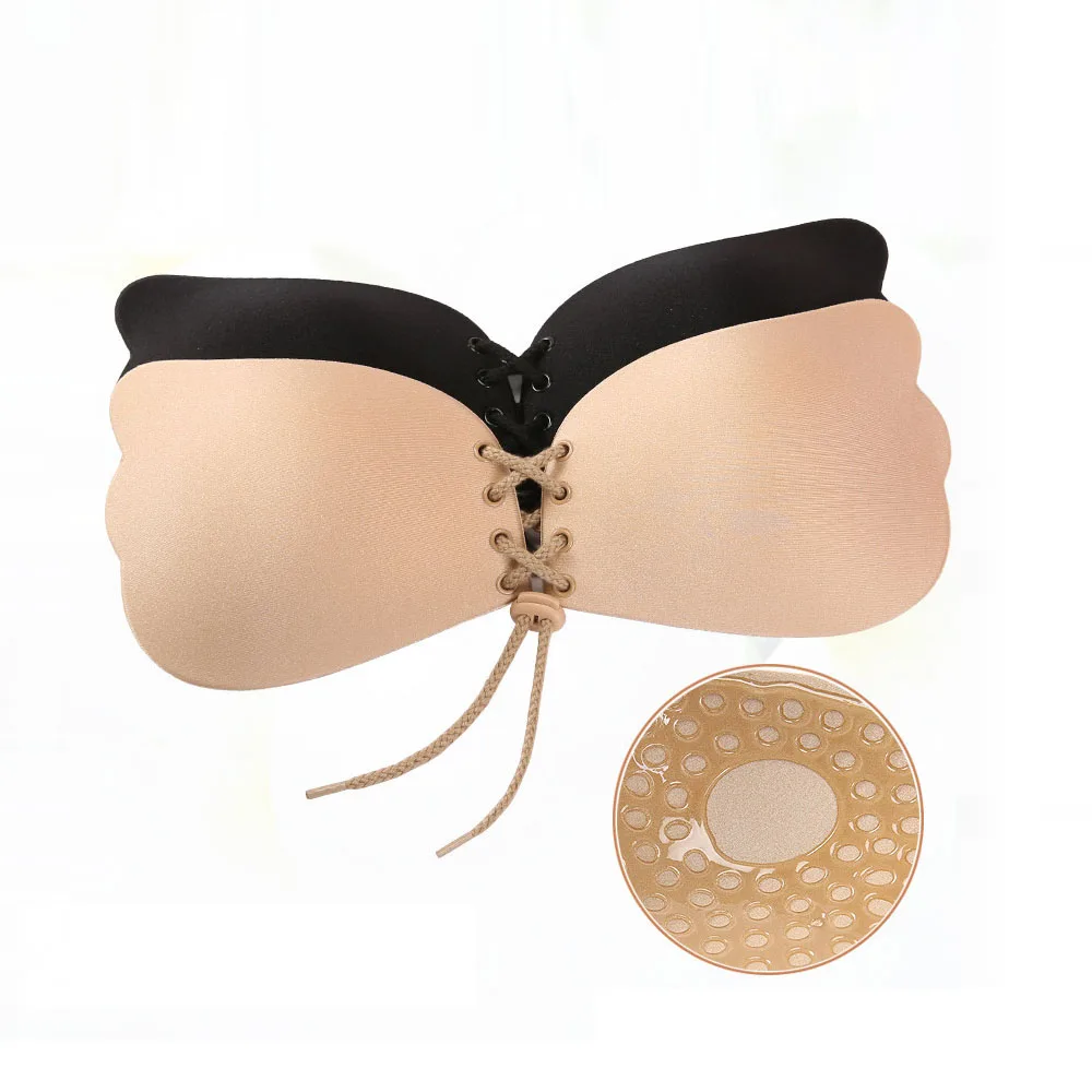 Женский невидимый бюстгальтер бесшовный липкий силиконовый без спинки пуш ап