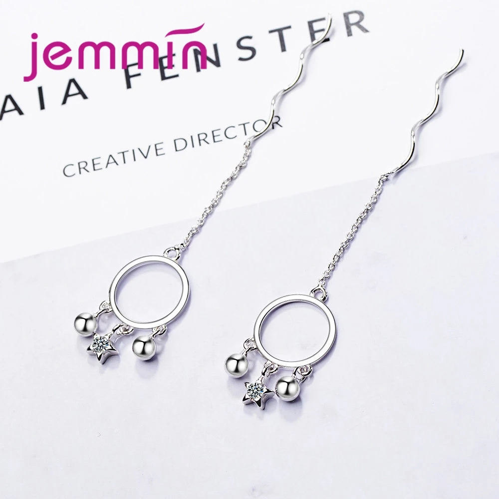 Длинная цепочка с большим круглым кулон в форме колокольчика серьги для женщин