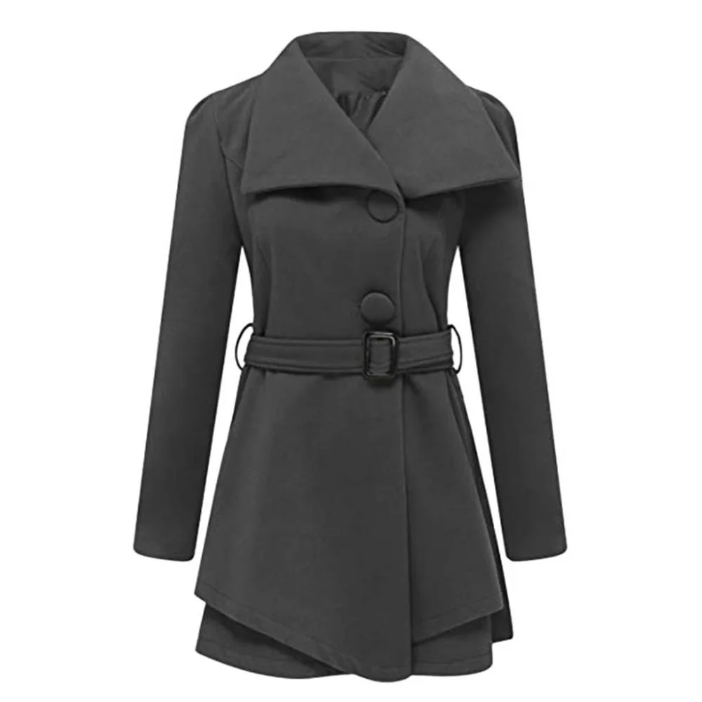 Женское шерстяное пальто с лацканами abrigos mujer invierno однотонное зимнее длинными