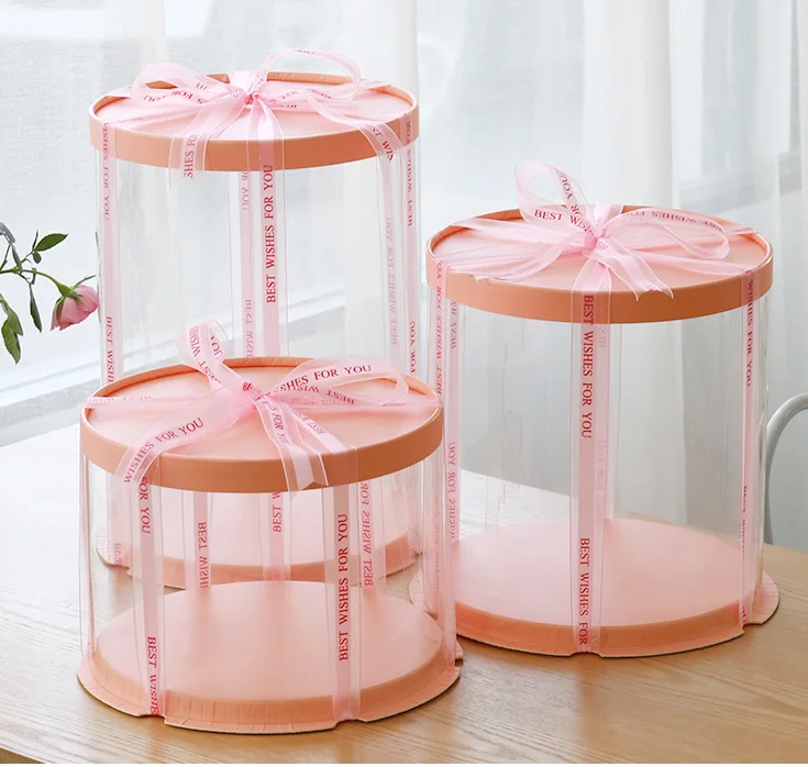 Pink Новая круглая коробка для выпечки прозрачный круглый узор прозрачный цветок подарочная коробка лего Подарочная Пылезащитная выставочная коробка для хранения - Цвет: Pink