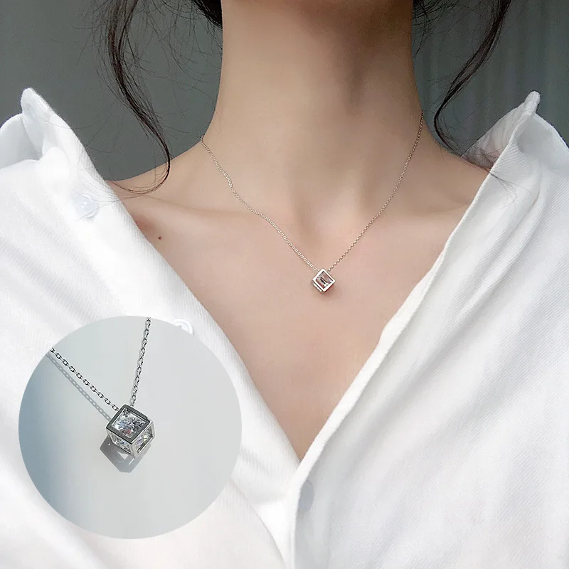 Zircon in the box Модные крошечные изысканные ожерелья для женщин, ювелирные изделия, многослойные подвески с Луной и звездой, серебряный цвет, колье с крестом, этнический подарок для девушки - Окраска металла: Zircon in the box