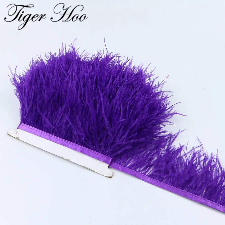 012 Purple 1 метр DIY окрашенное перо страуса бахрома ширина 8-11 см свадебное платье украшение отделка Аксессуары для шитья одежды - Цвет: 012 Purple