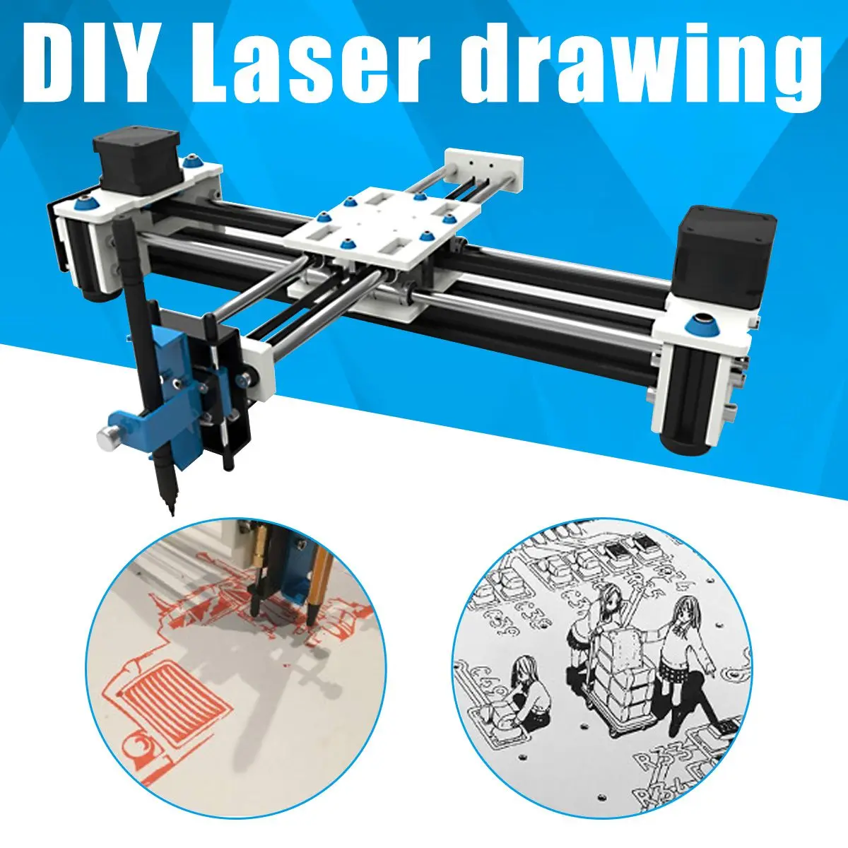 280x200 мм Мини XY 2 оси CNC плоттер ручка USB DIY Лазерный чертежный станок гравировка области Настольный чертежный робот
