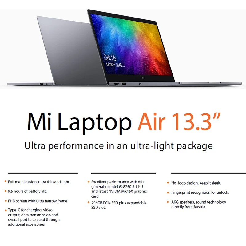 Испания/многоязычная версия 13 3 дюйма Xiaomi Mi ноутбук Air четырехъядерный