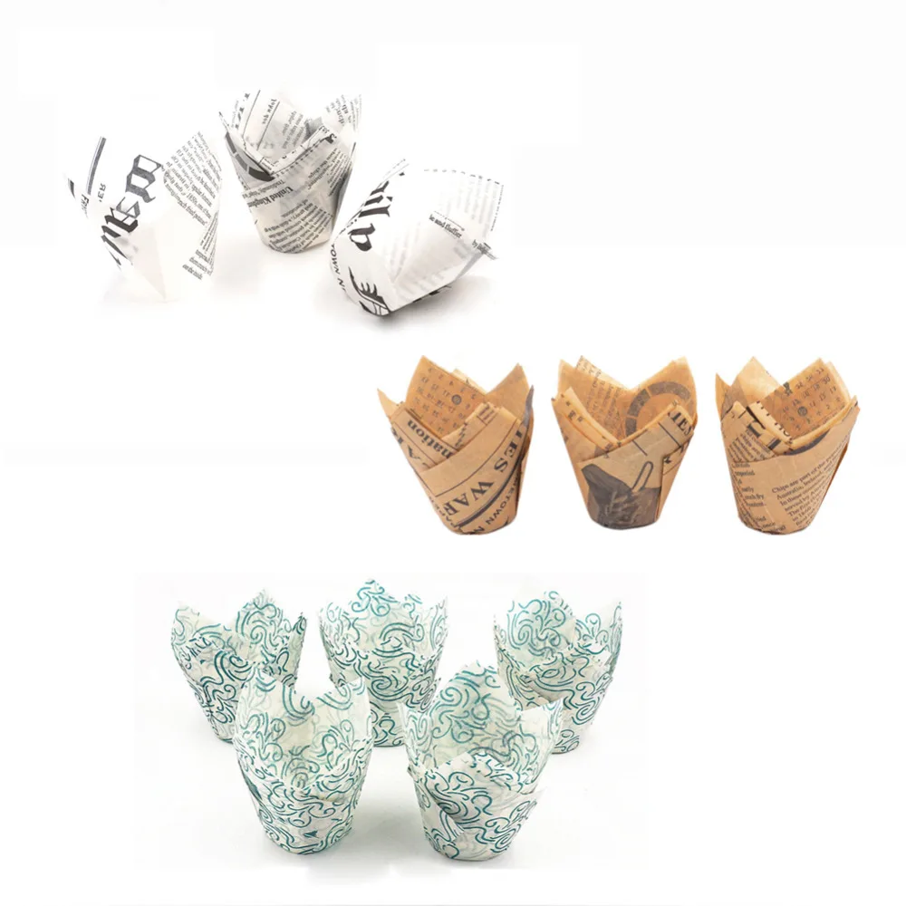 50 шт. Анти-Нефть Тюльпан Торт Шоколадный Кекс Маффин Формы Для Выпечки Чашки