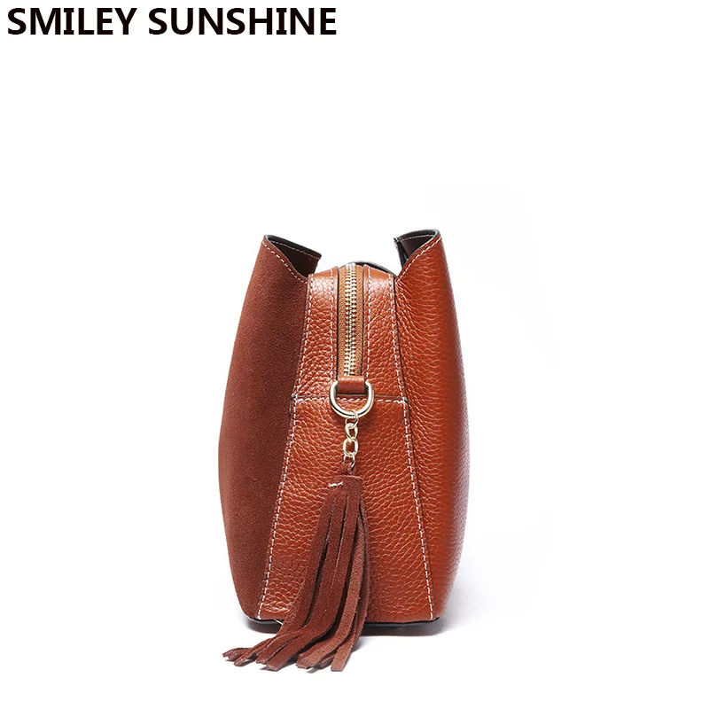SMIELY SUNSHINE Кожаные Замшевые женские сумки на плечо Женская мода натуральная кожа